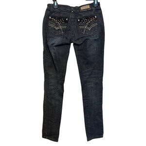 L.A. Idol Jeans Womens Size 5 Dark Wash Embellished Skinny Denim Pants USA